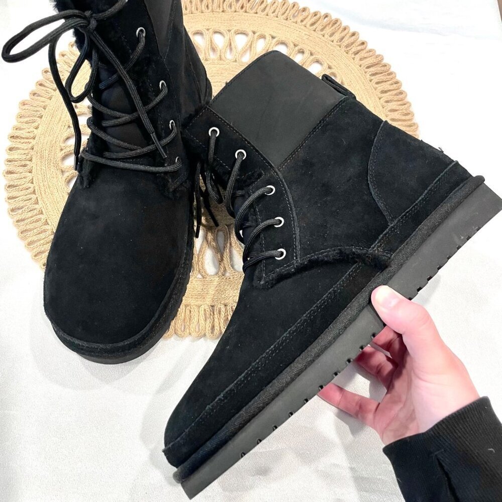 NWOT Koolaburra UGG Black Boot Size 11 Advay Tall Suede Cozy Grunge Winter Ski - Picture 2 of 11